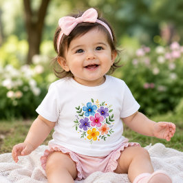 Söt blommig baby t-shirt design | Färgrik blomma 
