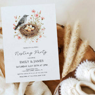 Söt Blommig BoParty för Flickebebis Babyshower Inbjudningar