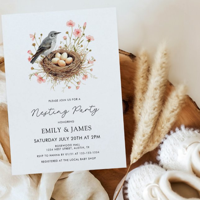 Söt Blommig BoParty för Flickebebis Babyshower Inbjudningar (Skapare uppladdad)
