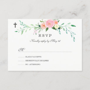 Söt Blommig Dop RSVP OSA Kort