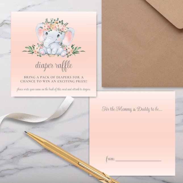 Söt Blommig Elefant Baby Shower Bok Begäran Tilläggskort (Cute Blush Pink Floral Greenery Elephant Baby Shower Theme Books for Baby Cards)