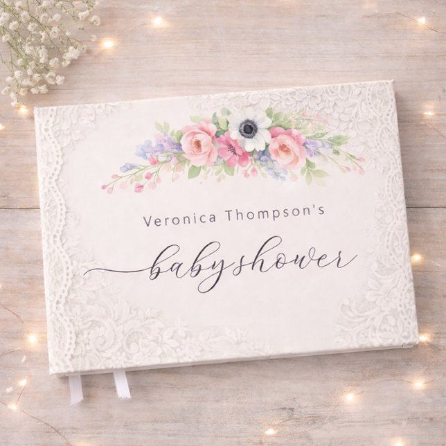 Söt Blommig Gästbok för Baby Shower (Skapare uppladdad)