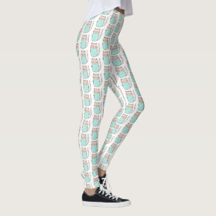 Söt blommig kattmönster leggings
