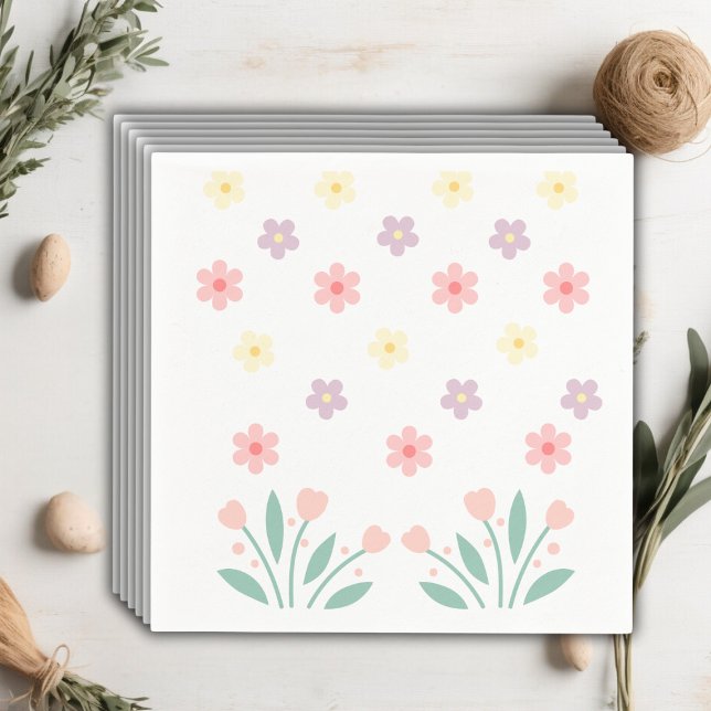 Söt Blommig Liten Hoppande Kanin Baby Shower Pappersservett (Skapare uppladdad)