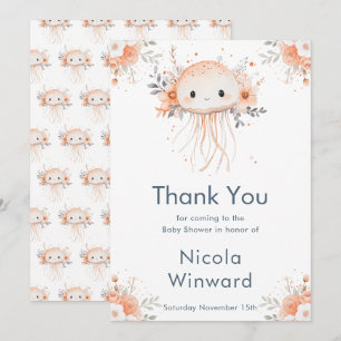 Söt Blommig Manet Bebis Badrum Tack Kort