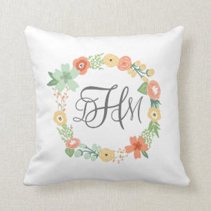 Söt blommig monogrammängd dyn kudde