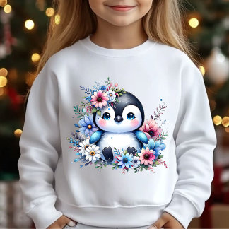 Söt blommig pingvin vinterillustration T-shirt