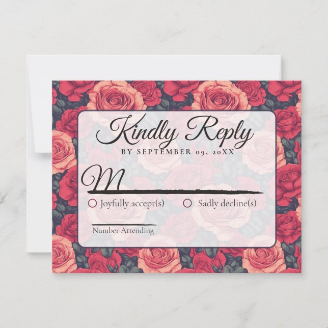 Söt Blommig Ros Bröllops RSVP-kort OSA Kort (Framsida)