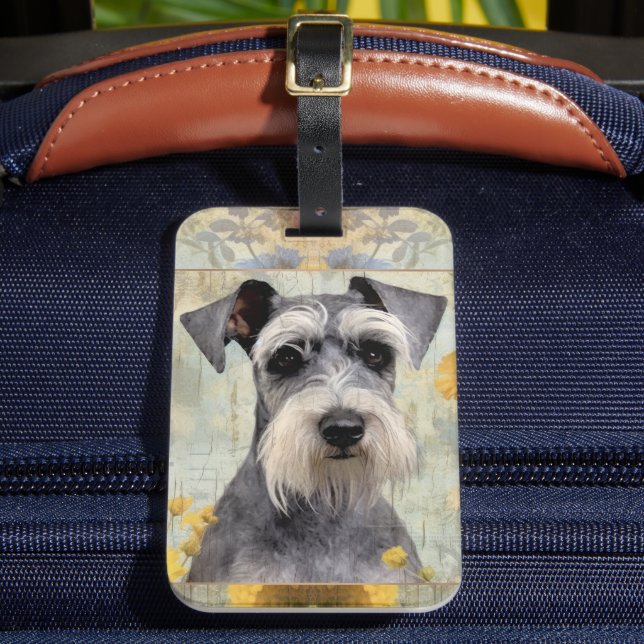 Söt Blommig Schnauzer Bagagebricka (Framsida Insitu 2)