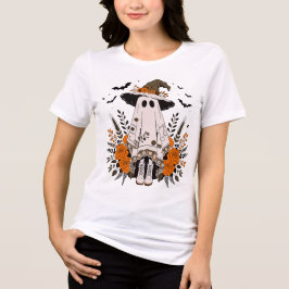 Söt Blommig Spökhäxa Hatt Halloween T Shirt