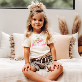 Söt blommig tjej rosa blommig bröllandsk T-shirt