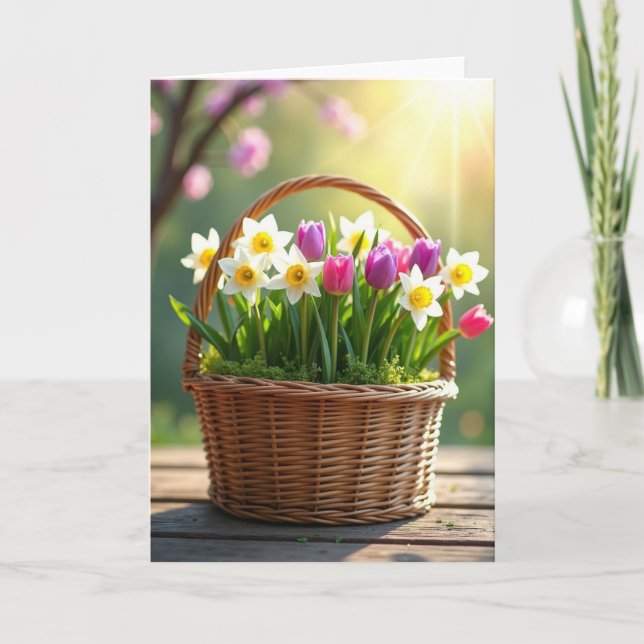Söt Blommig Vårkort Kort (Framsida)
