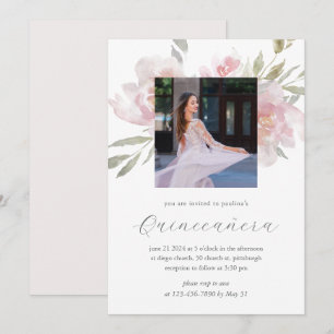Söt Blommigt 15 år Birthday Quinceañera Photo Inbjudningar