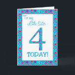 Söt Blommigt 4e födelsedagen Card Little Sister Bl Kort<br><div class="desc">Ett mycket söt 4e födelsedagen-kort för en liten syster,  med nummer 4 och gräns i ljusa,  dilaterade blommor på en turkosblå bakgrund. Du kan ändra det inre meddelandet om du vill.</div>