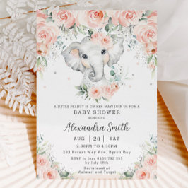 Söt,  Blommigt Adsible Elephant Baby Shower Inbjudningar