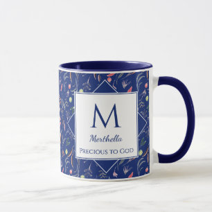 Söt BLOMMIGT Äkta för Gud Anpassningsbar BLU Mugg
