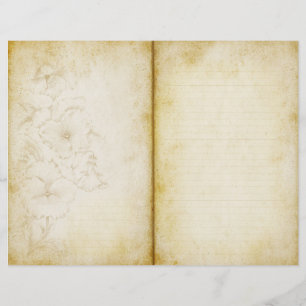 Söt Blommigt Åldras Journal Skrapbok Papper