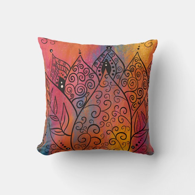 Söt Blommigt Art Kudde (Framsida)