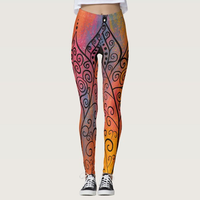 Söt Blommigt Art Leggings (Framsida)