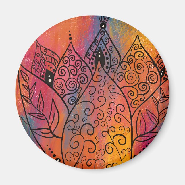 Söt Blommigt Art Magnet (Framsidan)