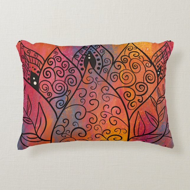 Söt Blommigt Art Prydnadskudde (Framsidan)