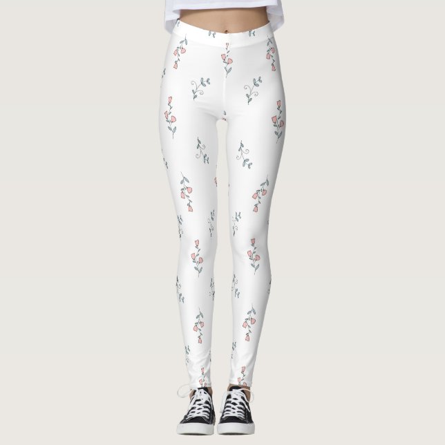 Söt Blommigt av  Rosa Leggings (Framsida)