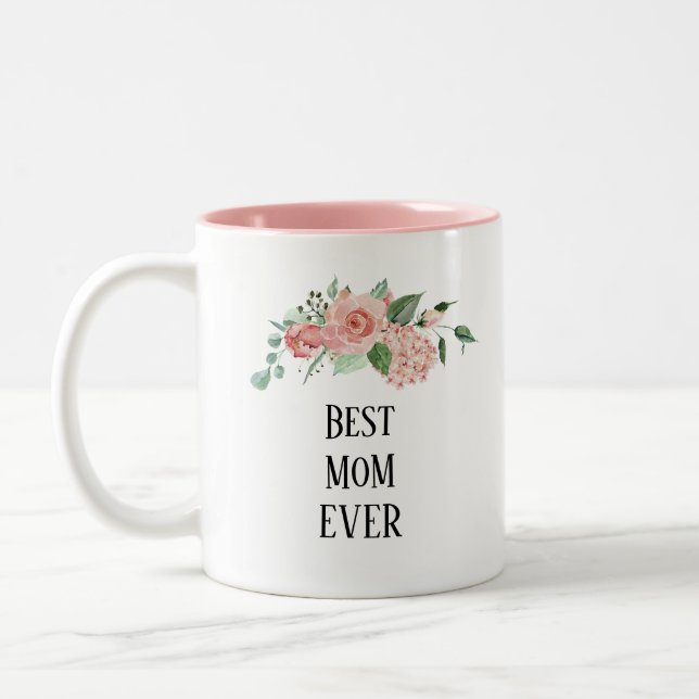 Söt blommigt Bästa någonsin Mamma 2-tonkaffe Mugg (Vänster)