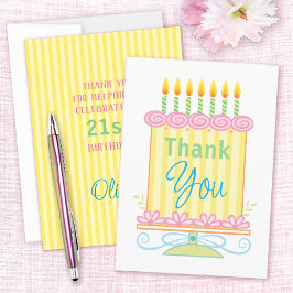 Söt Blommigt Birthday Cake Tack Kort