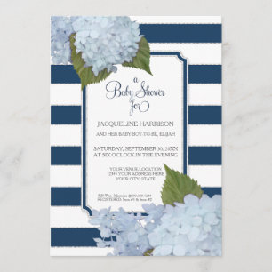 Söt Blommigt Blue Elegant Navy White Baby Shower Inbjudningar