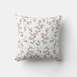 Söt Blommigt Boho Rosa Lavender on White Kudde