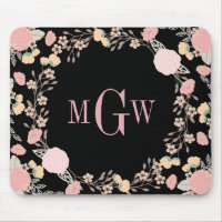 Söt Blommigt Botanical Monogram Mousepad