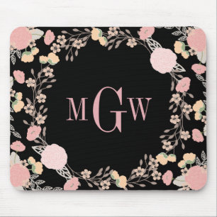Söt Blommigt Botanical Monogram Mousepad Musmatta