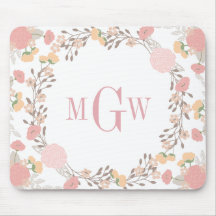 Söt Blommigt Botanical Monogram Mousepad
