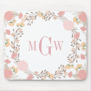 Söt Blommigt Botanical Monogram Mousepad Musmatta
