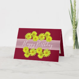 Söt Blommigt Bouquet Daisy Flower Red Birthday Kort