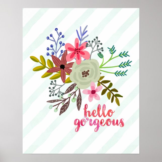 Söt Blommigt Bouquet Hej Gorgous Poster (Framsidan)