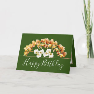 Söt Blommigt Bouquet Orchid Lily Flowers Birthday Kort