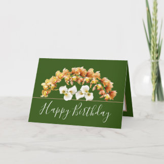 Söt Blommigt Bouquet Orchid Lily Flowers Birthday Kort