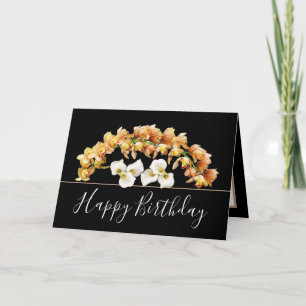 Söt Blommigt Bouquet Orchid Lily Flowers Birthday Kort