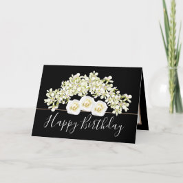 Söt Blommigt Bouquet White Orchid Flower Birthday Kort
