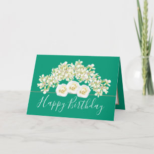 Söt Blommigt Bouquet White Orchid Flower Birthday Kort