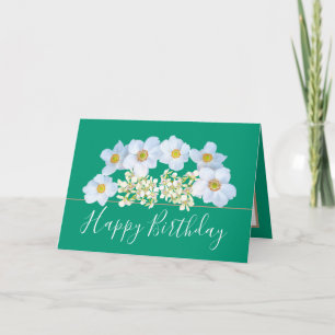 Söt Blommigt Bouquet White Orchid Flower Birthday Kort