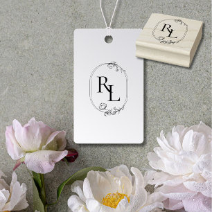 Söt Blommigt Bröllop Monogrammed Initialer Stämpel