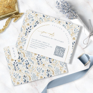 Söt Blommigt Bröllop Mönster QR-kod ID1045 OSA Kort