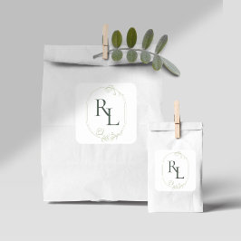 Söt Blommigt Bröllop par Initialer Monogram Fyrkantigt Klistermärke