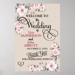 Söt Blommigt Bröllop välkomstskylt Poster