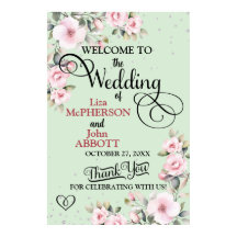 Söt Blommigt Bröllop välkomstskylt