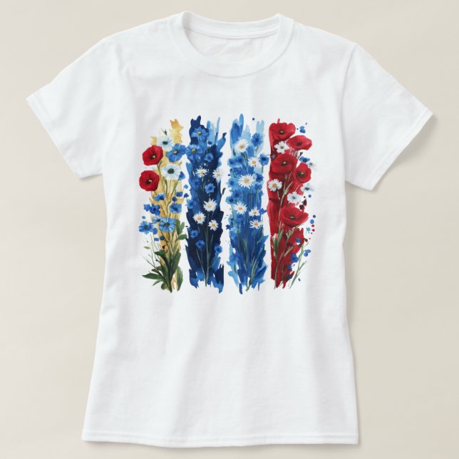 Söt Blommigt Brushstroke T Shirt (Design framsida)