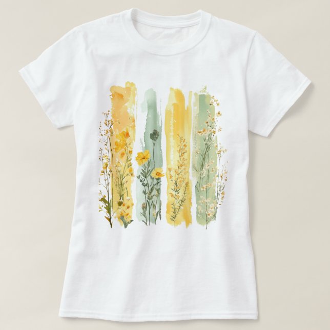 Söt Blommigt Brushstroke T Shirt (Design framsida)