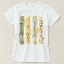 Söt Blommigt Brushstroke T Shirt